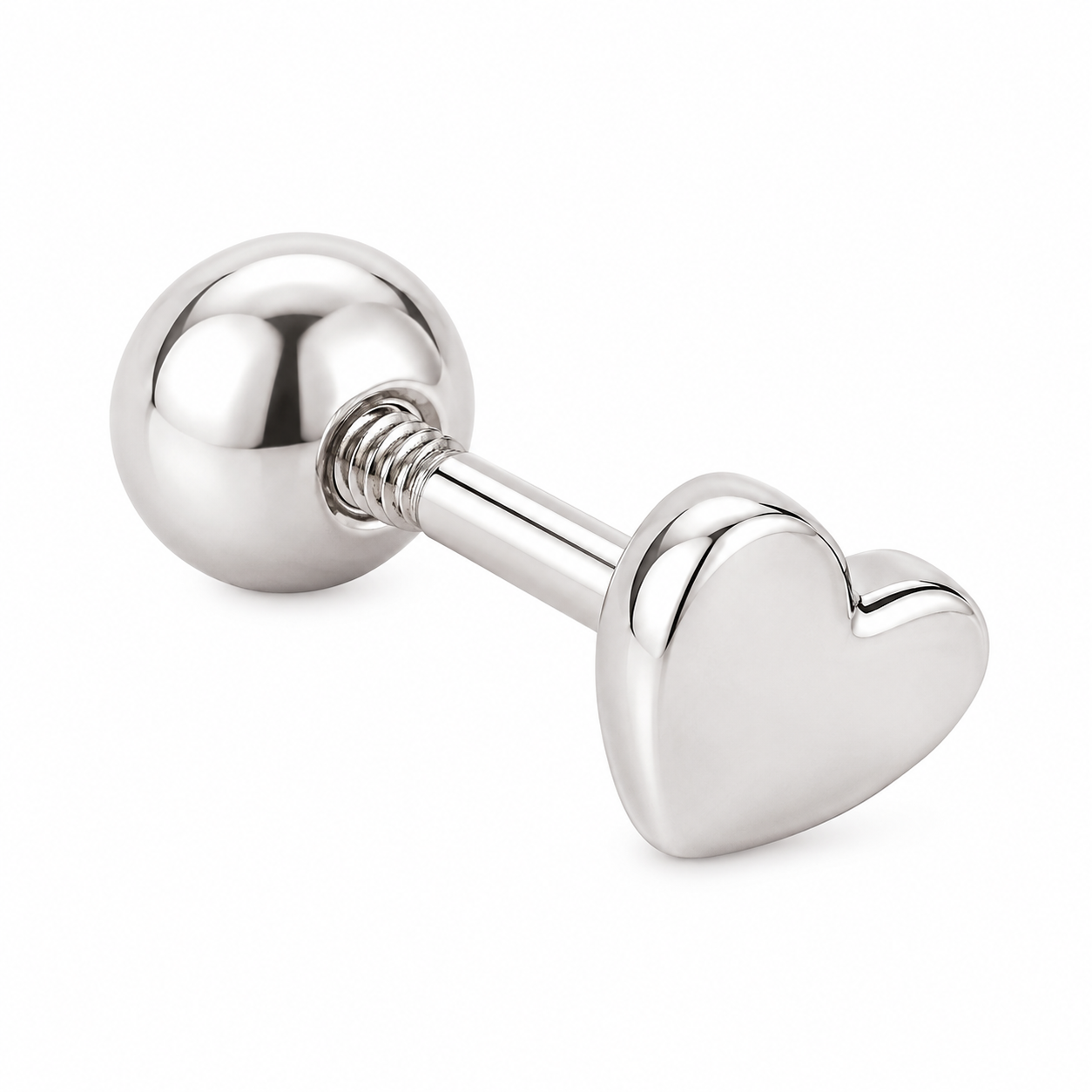 925 sterling silver micro heart 2mm screw back single earring