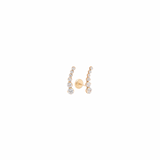 14K Yellow Gold 5 CZ Curve Bar Earrings