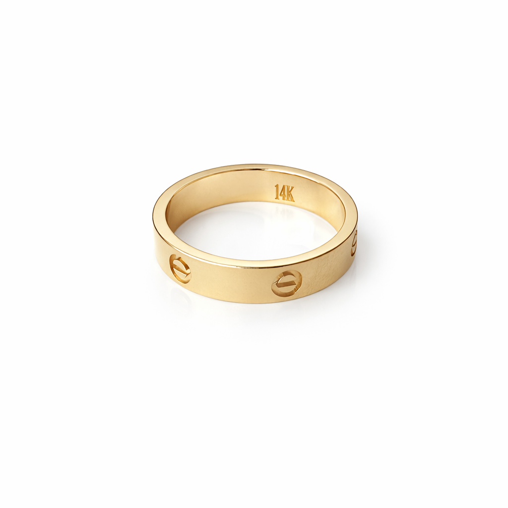 14K solid yellow gold 4mm band ring size 7 polished minimalist gold ring