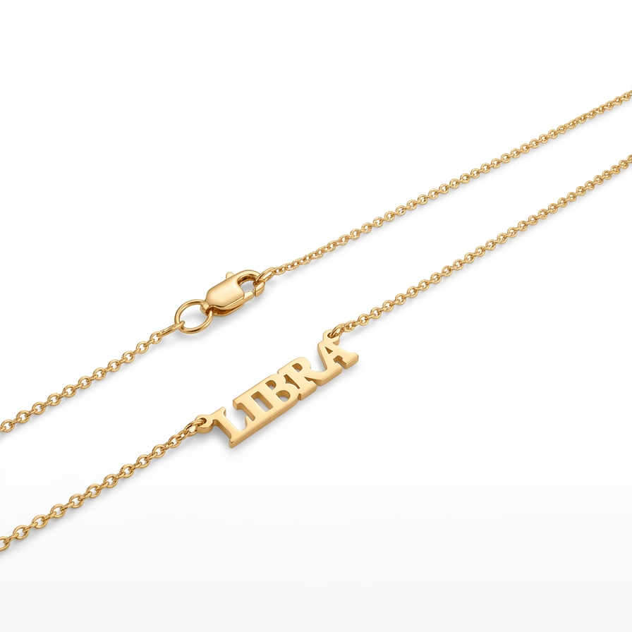 Custom uppercase name necklace in 4mm micro block letters, available in 925 sterling silver or 14K gold plated, delicate chain with lobster clasp on a clean white background