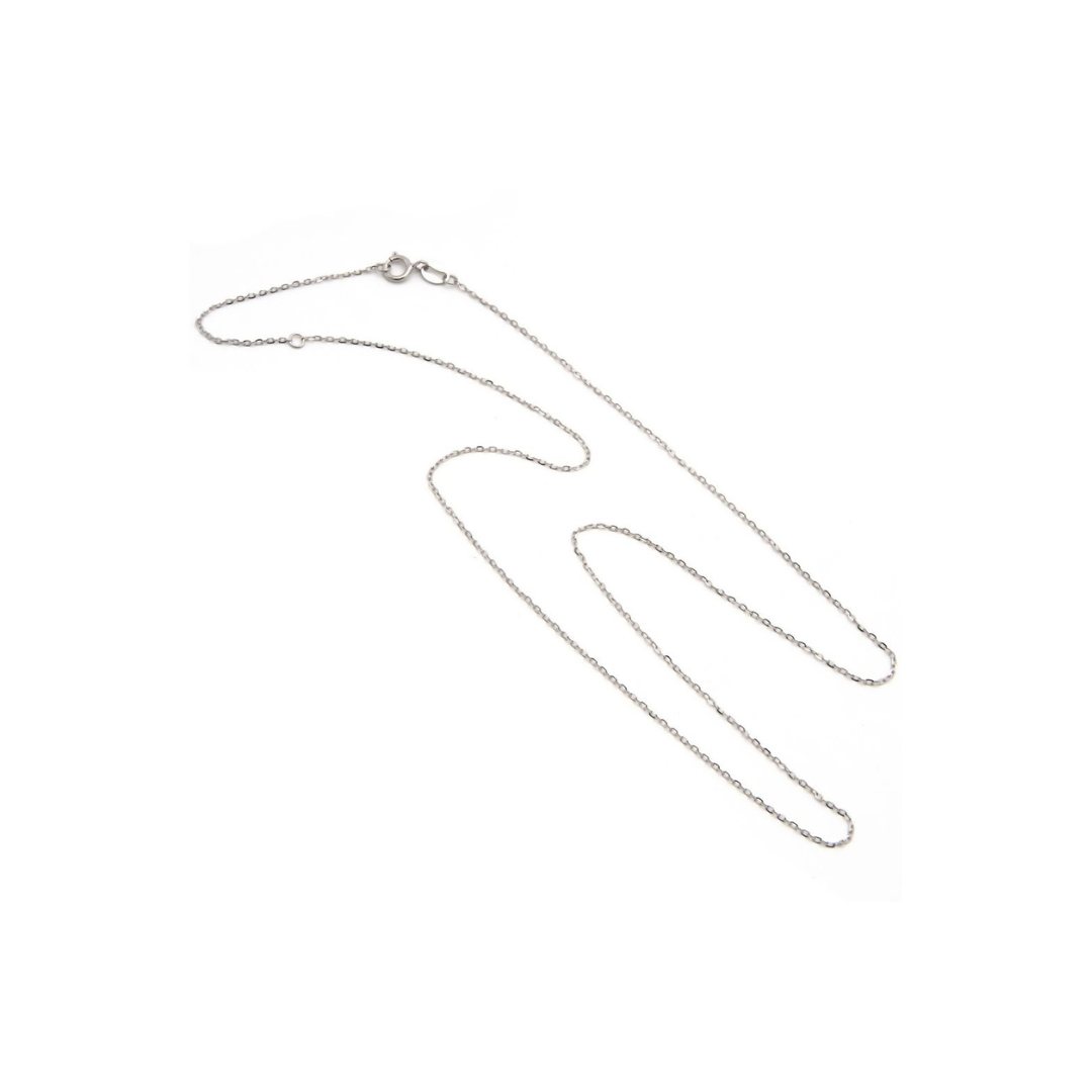 14K white gold fine 1mm adjustable chain 16 to 18 inches with spring lock clasp