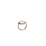Gold ring with small diamonds on a white background