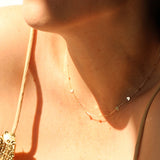 14K Solid Gold Mini Hearts Station Necklace