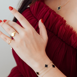 14K Solid Yellow Gold Multiple Clover Leaf Bracelet