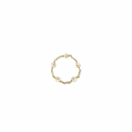 14k solid yellow gold chain ring with five white pearl beads