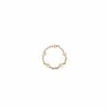 14k solid yellow gold chain ring with five white pearl beads