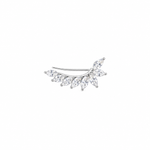 925 sterling silver marquise-cut cubic zirconia leaf ear climber single earring on white background