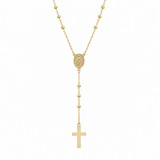 14K Solid Yellow Gold Diamond Cut Rosary Necklace