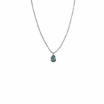 14k yellow gold labradorite gemstone bead necklace with pear drop pendant