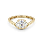 14K yellow gold bezel diamond bypass ring 1 carat lab grown diamond minimalist design
