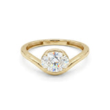 14K yellow gold bezel diamond bypass ring 1 carat lab grown diamond minimalist design
