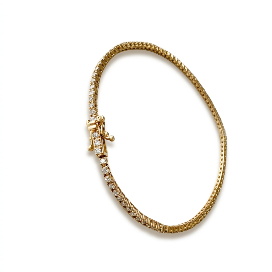 14k yellow gold diamond tennis bracelet 1.40ct 1.6mm natural diamonds