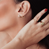 14K Solid Yellow Gold Round Signet Ring
