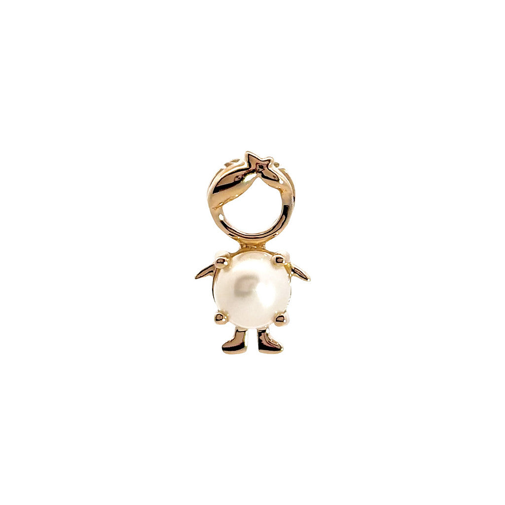 14K solid yellow gold boy and girl birthstone charms with colorful gemstones representing each birth month on a white background.