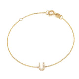 14K Solid Yellow Gold Pave Diamond Initial Bracelet