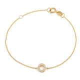 14K Solid Yellow Gold Pave Diamond Initial Bracelet