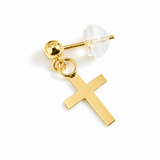 14K Solid Gold Unisex Cross Single Stud Earring