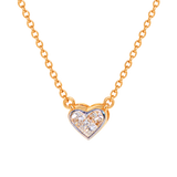 18K Solid Yellow Gold Rosalina Heart Diamond Necklace