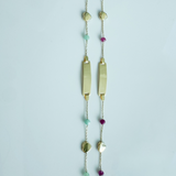18K Solid Yellow Gold ID Bracelet with Hearts – Genuine Precious Stones (Baby Girl / Girl / Woman)