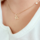 14K Solid Gold 4mm Unicorn Pendant with Rainbow Cubic Zirconia