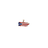 14K Solid Yellow Gold Enamel Puerto Rico Map Pendant