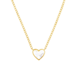 14K Solid Gold Mother of Pearl Heart Necklace