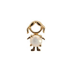 14K solid yellow gold boy and girl birthstone charms with colorful gemstones representing each birth month on a white background.