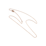 14K rose gold adjustable 16 to 18 inch fine 1mm chain with spring lock clasp on white background