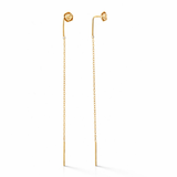 14K solid yellow gold rose flower threader earring single pull through chain minimalist gold earring