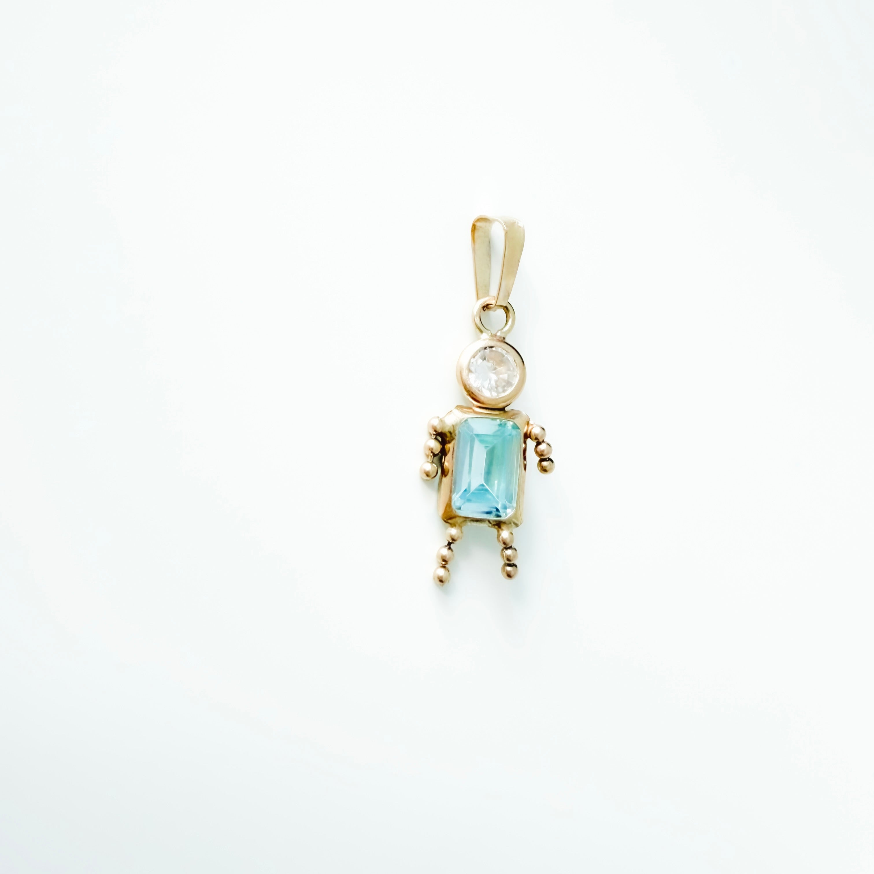 14K Solid Yellow Gold Boy or Girl CZ Pendant