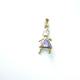 14K Solid Yellow Gold Boy or Girl CZ Pendant