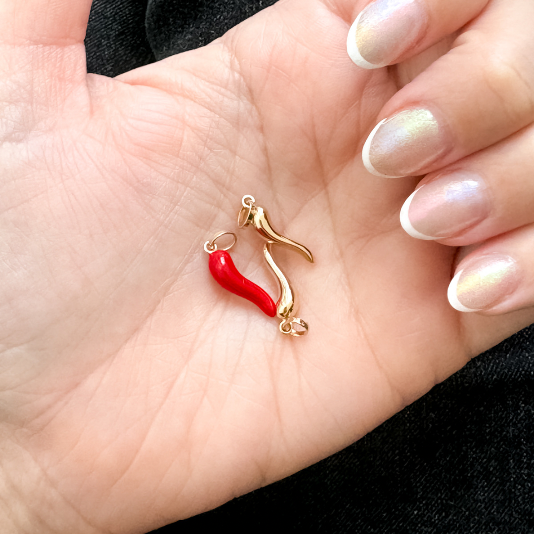 14K Solid Yellow Gold Small Horn Charm