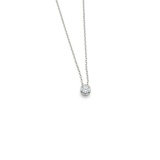 18K Solid White Gold Bezel Diamond Adjustable Necklace
