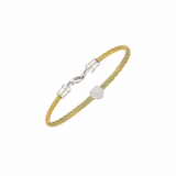Stainless Steel Cable Bangle with Natural Diamonds & 925 Sterling Silver Charm (Kids)