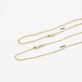 solid 14k yellow gold square cable chain necklace 1.5mm and 2mm minimalist jewelry