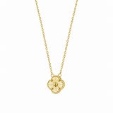 14K Solid Yellow Gold Clover 
Necklace