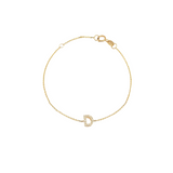 14K Solid Yellow Gold Pave Diamond Initial Bracelet