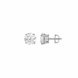 14K Solid White Gold 2.01 CTW Lab-Grown Diamond Round-Cut Stud Earrings – Screw Backs (EG Labs Certified)