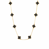 14K Solid Yellow Gold Multiple Clover Leaf Necklace