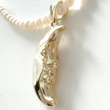 18K Solid Yellow Gold Genuine Pearls Necklace