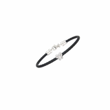 Stainless Steel Cable Bangle with Natural Diamonds & 925 Sterling Silver Charm (Kids)