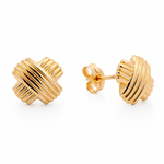 14K solid yellow gold vintage X stud earrings 10mm textured gold stud earrings push back closure