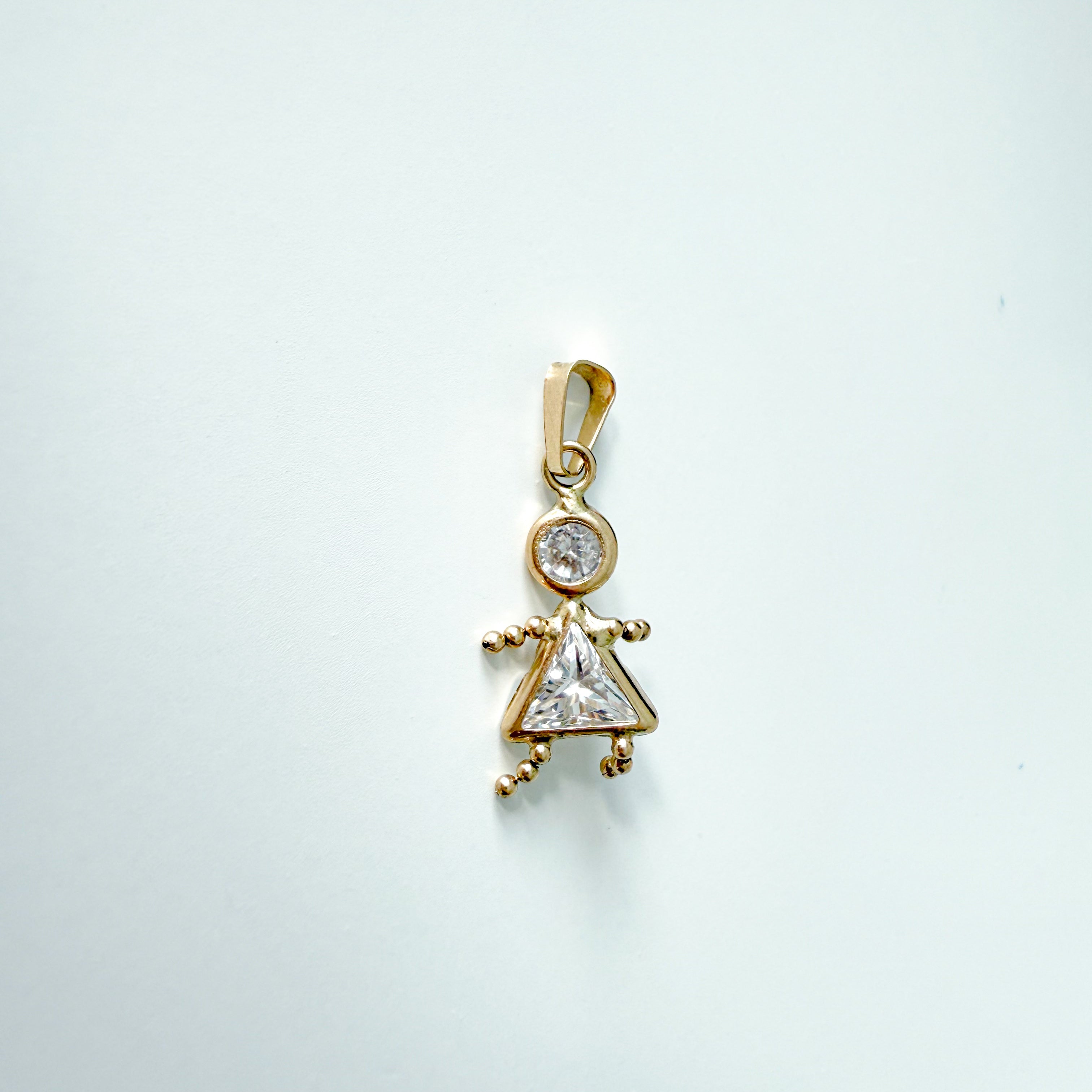 14K Solid Yellow Gold Boy or Girl CZ Pendant