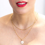 14K Solid Yellow Gold Beaded Station Necklace with Spring Lock