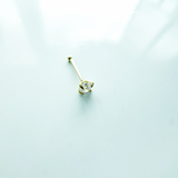 14K Solid Yellow Gold CZ 2.5mm Solitaire Straight Post Nose Earring