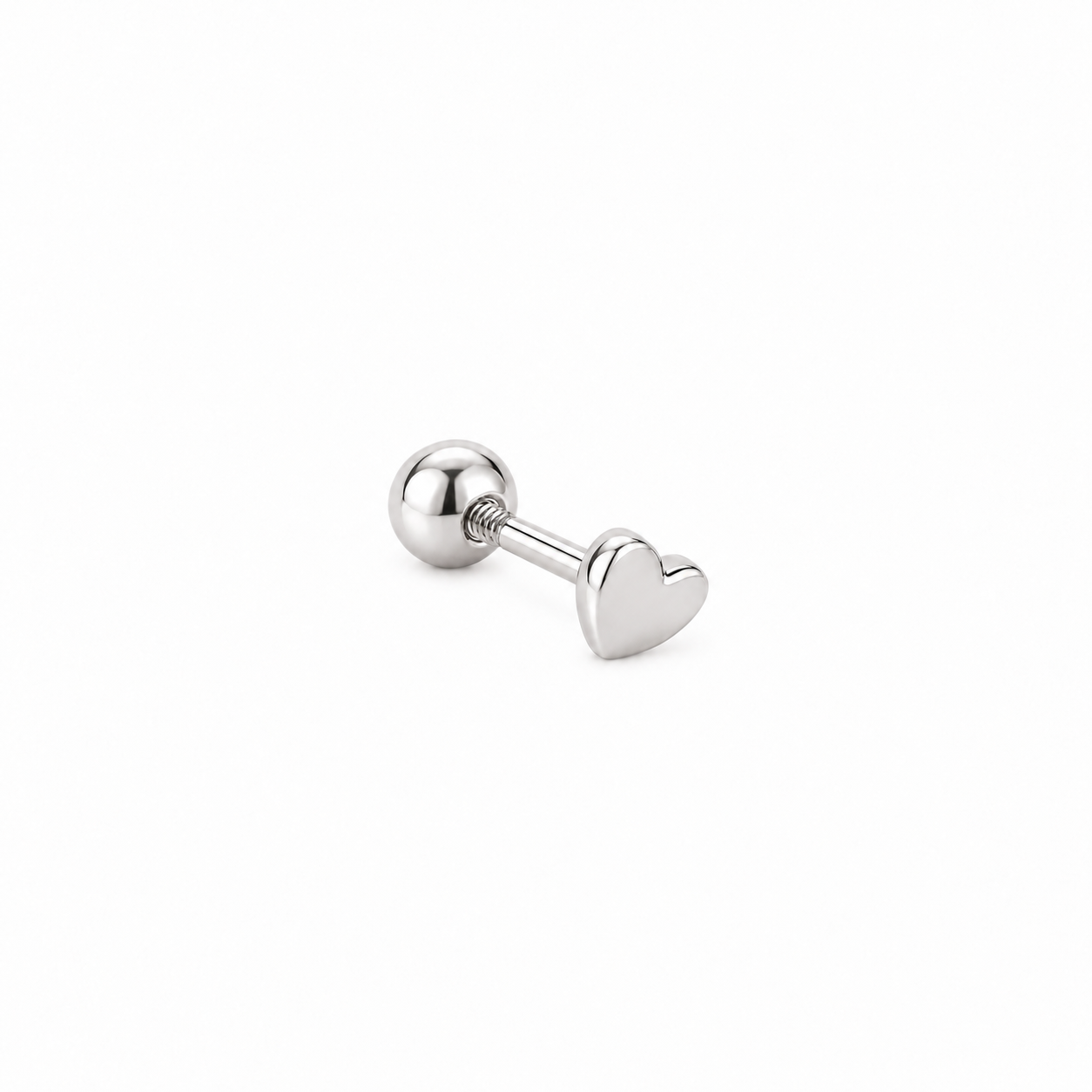 925 Sterling Silver Micro Heart 2mm Screw Back Earring
