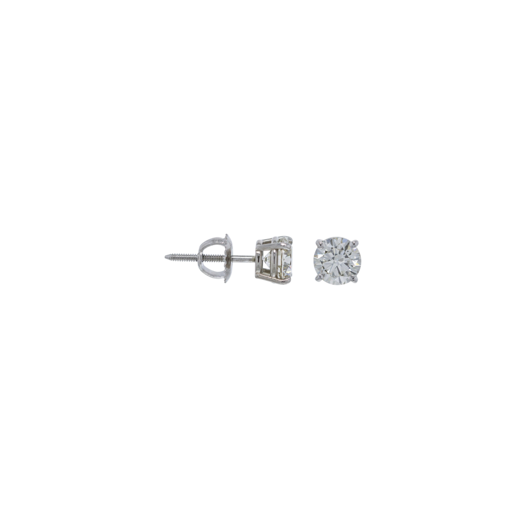 Diamond stud earrings on a white background