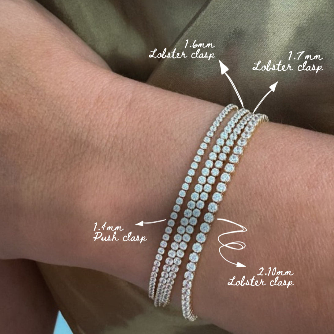 14K Solid Yellow Gold CZ Tennis Bracelet – Elegant Sparkling Design