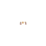 14K Solid Yellow Gold CZ Baguette Earrings