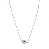 925 sterling silver evil eye necklace with natural blue sapphire and natural diamonds on white background